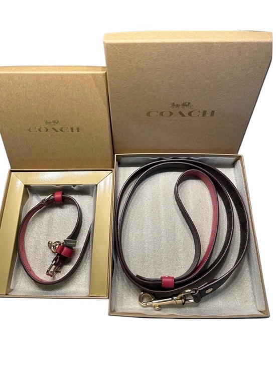 Coach Other - COACH PET DOG COLLAR AND LEASH set brown black red apple New Pretty last set